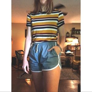 Mustard striped ringer tee